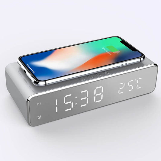 2-in-1 Wireless Charger Clock2-in-1 Wireless Charger Clock displays date and temperature with bright and clear LED lights. Displays time in both 12h/24h format, and shows indoor temperature in FHome Gadgetsgadgets4cribsGadgets4Cribs-1 Wireless Charger Clock